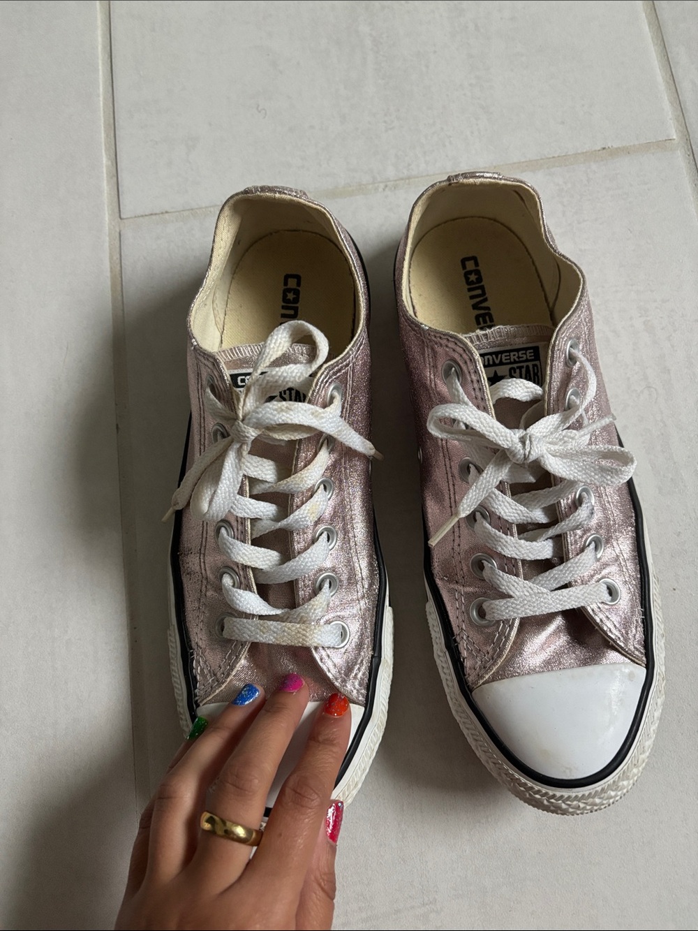 Converse Metallic Pink Low Top Sneakers